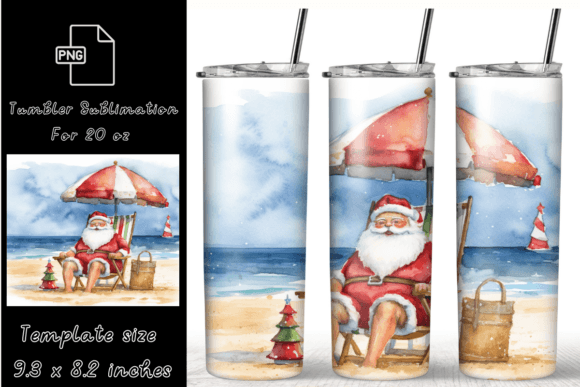 20 Oz Skinny Tumbler Santa Claus Wrap