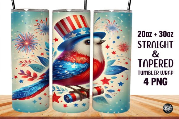 4th of July Bird Tumbler Wrap
