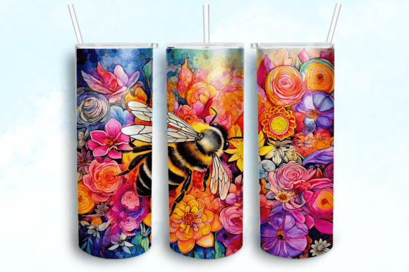 Bees Rainbows Tumbler PNG