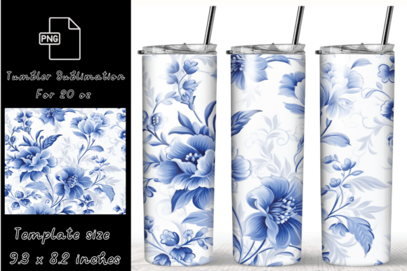 Blue Flower Tumbler Wrap