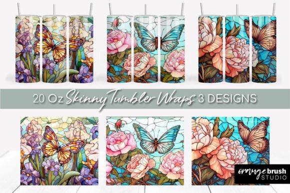 Butterfly Stained Glass Tumbler Wraps