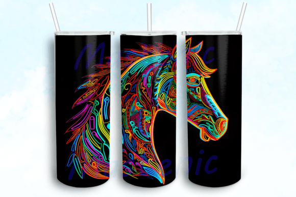 Colorful Horse Neon 20oz Skinny Tumbler