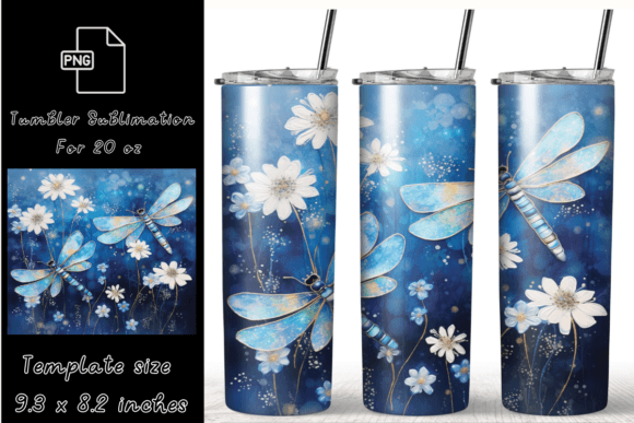 Dragonfly Tumbler Wrap PNG