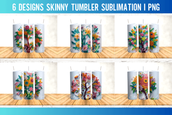 Flower Paper Quill Tumbler Sublimation D