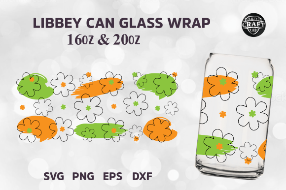 Flowers Libbey Can Glass Wrap SVG 16oz