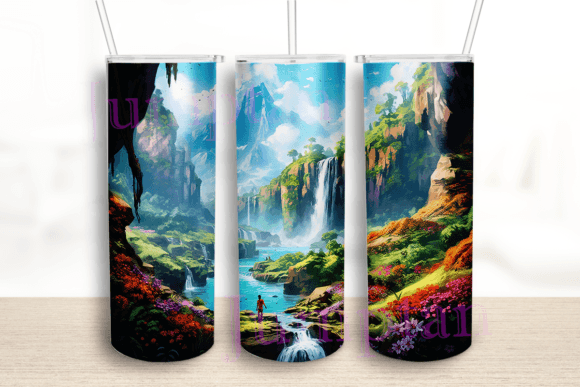 Flowers Waterfall 20 Oz Tumbler Wrap