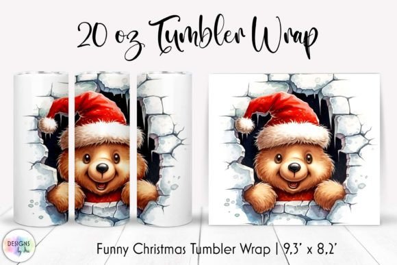 Funny Christmas Bear Tumbler Wrap