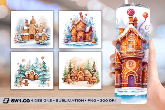 Gingerbread House Christmas Tumbler Wrap