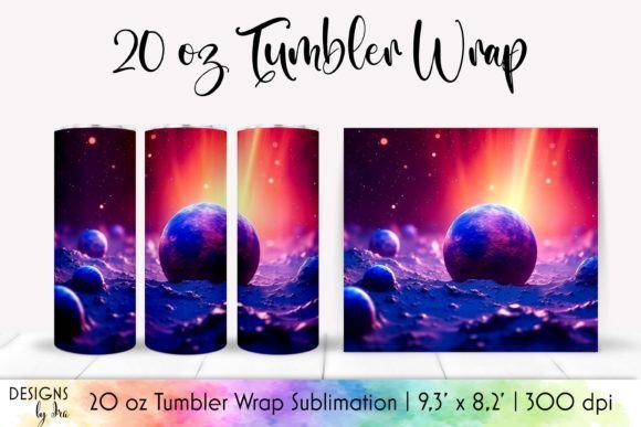 Glowing Neon Light Planets Tumbler Wrap