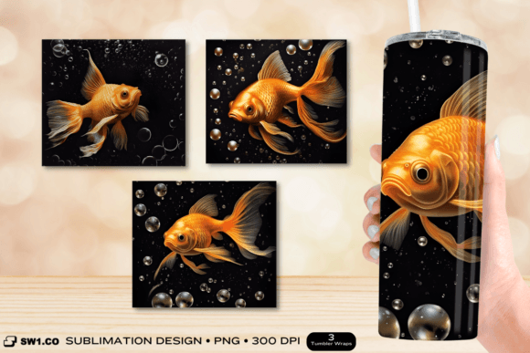 Gold Fish Tumbler Wrap Sublimation