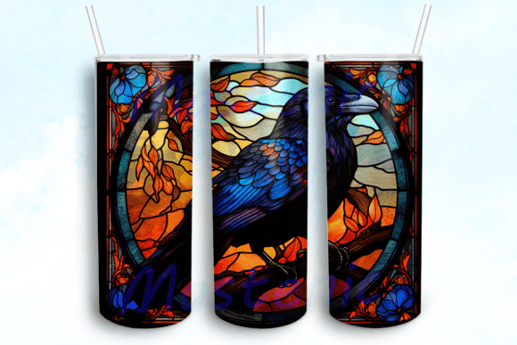 Halloween Raven 20oz Skinny Tumbler PNG