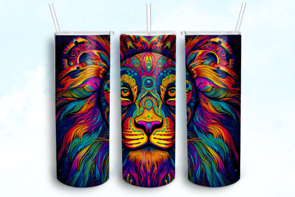 Lion Art with Psychedelic 20oz Tumbler