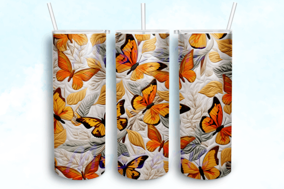 Monarch Butterflies on a Cream Tumbler