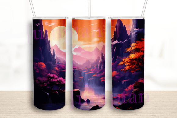 Mountains Waterfal 20 Oz Tumbler Wrap