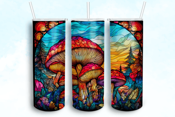 Mushrooms Framed with Flowers Tumbler