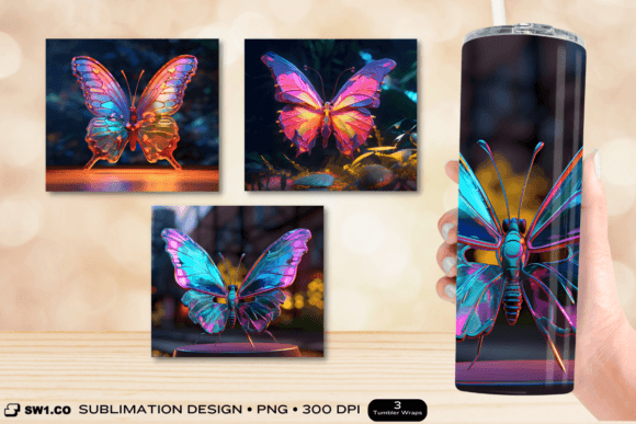 Neon Butterfly Tumbler Wrap