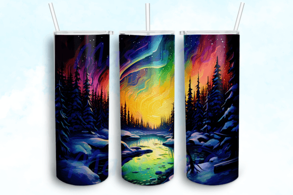 Neon Forest and River Tumbler PNG