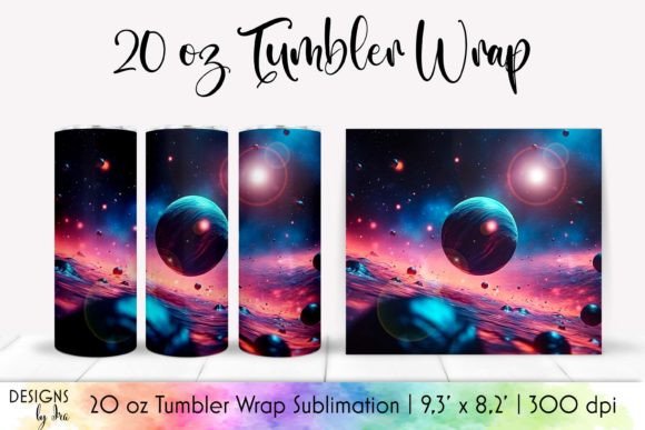 Neon Light Planets Tumbler Wrap 20 Oz