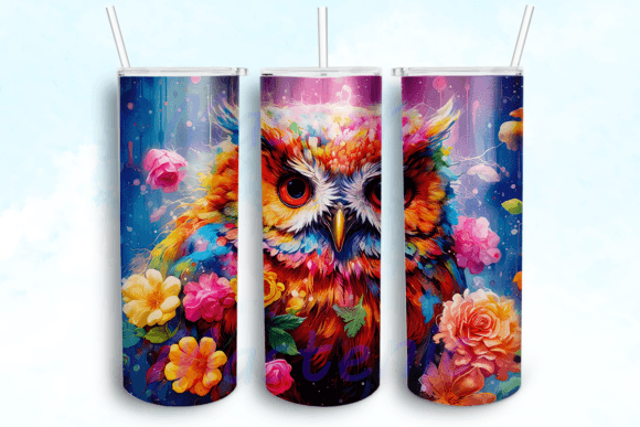 Owl Flowers 20oz Skinny Tumbler Png