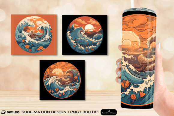 Painting Ocean Tumbler Wrap Sublimation