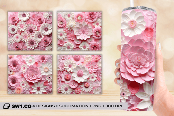Paper Art Soft Pink Tumbler Sublimation