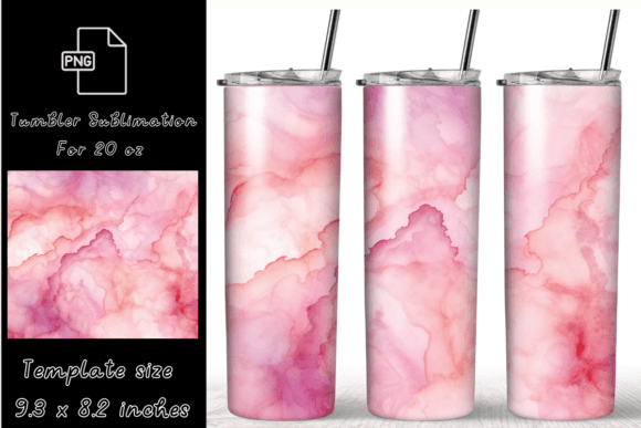 Pink Marble 20 Oz Tumbler Wrap PNG