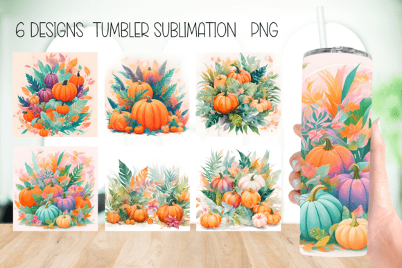 Pumpkin Tumbler Sublimation Design