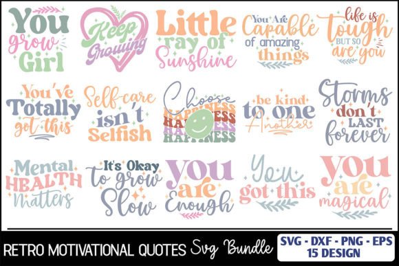 Retro Motivational Quotes SVG Bundle