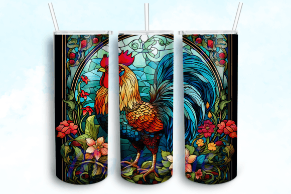 Rooster with Flowers 20oz Skinny Tumbler