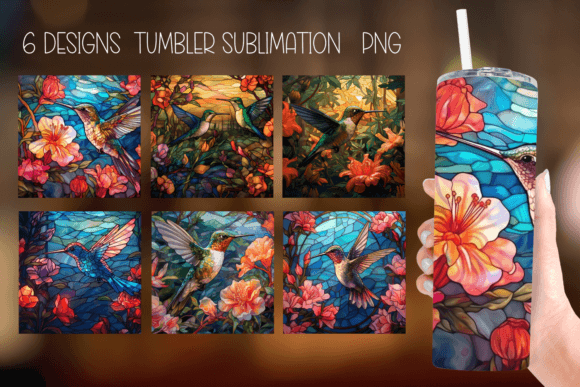 Stained Glass Hummingbird Tumbler