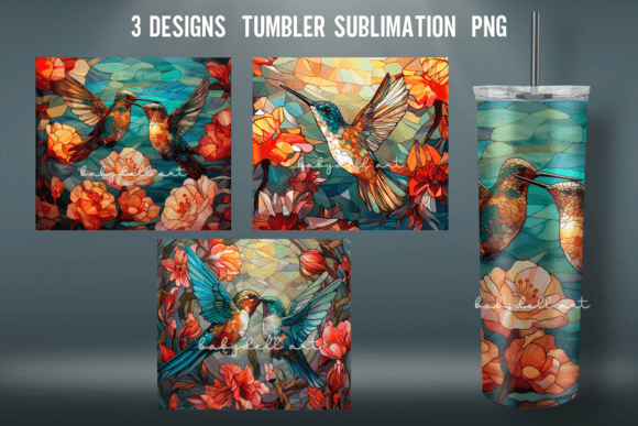 Stained Glass Hummingbird Tumbler Design