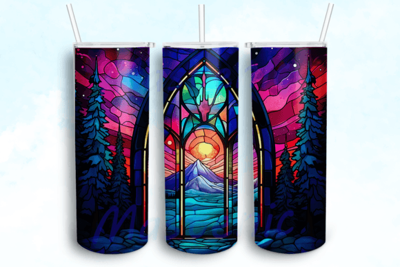 Stained Glass Northern Lights Tumbler