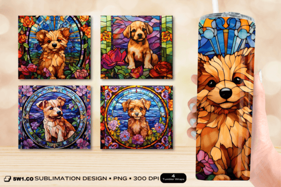 Stained Glass Puppy Tumbler Wrap