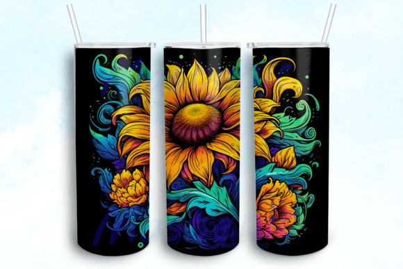 Sunflower Cartoon 20oz Skinny Tumbler