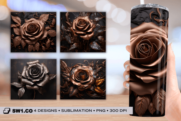Tooled Leather Rose Tumbler Sublimation