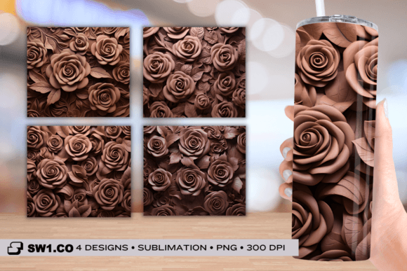 Tooled Leather Roses Tumbler Sublimation